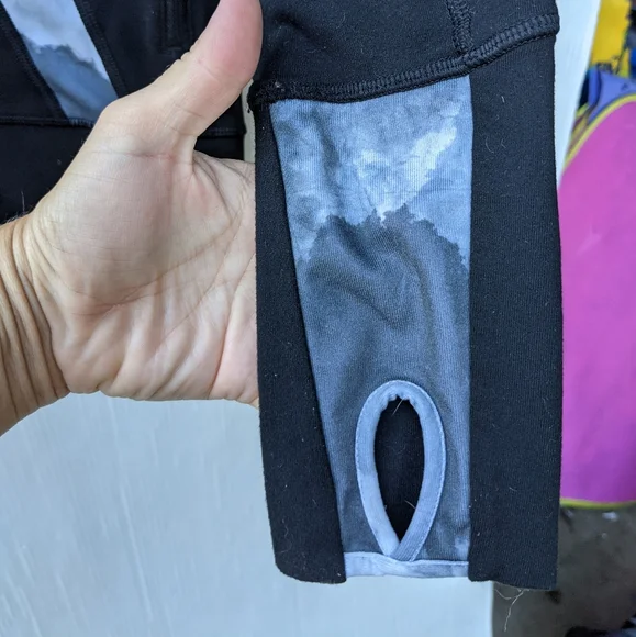 LULULEMON Scuba zip-up hoodie jacket Black with gray tie dye size 2 - Picture 7 of 10